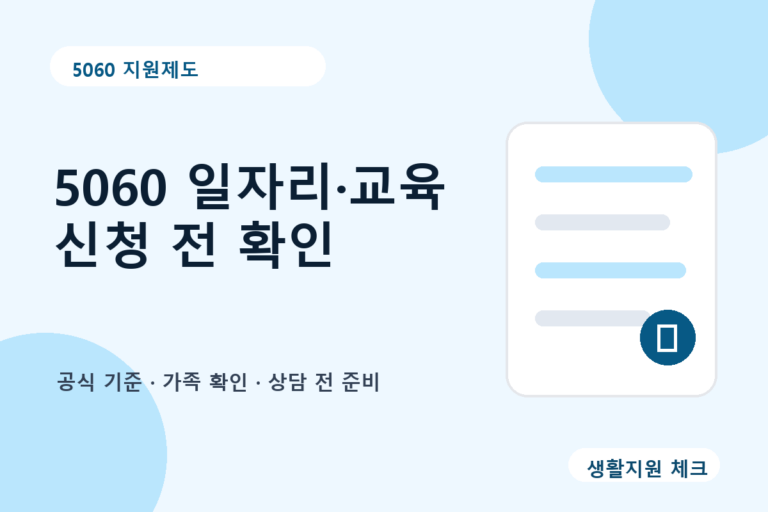 5060 지원제도 확인 썸네일 - 생활지원 체크