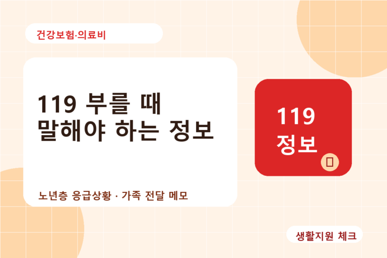119 부를 때 노년층 응급상황 가족 전달 정보 체크리스트