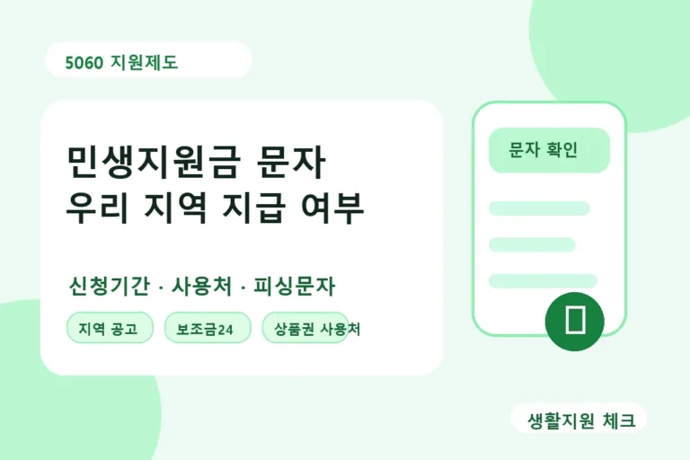 민생지원금 안내문자 우리 지역 지급 여부 신청기간 사용처 피싱문자 확인